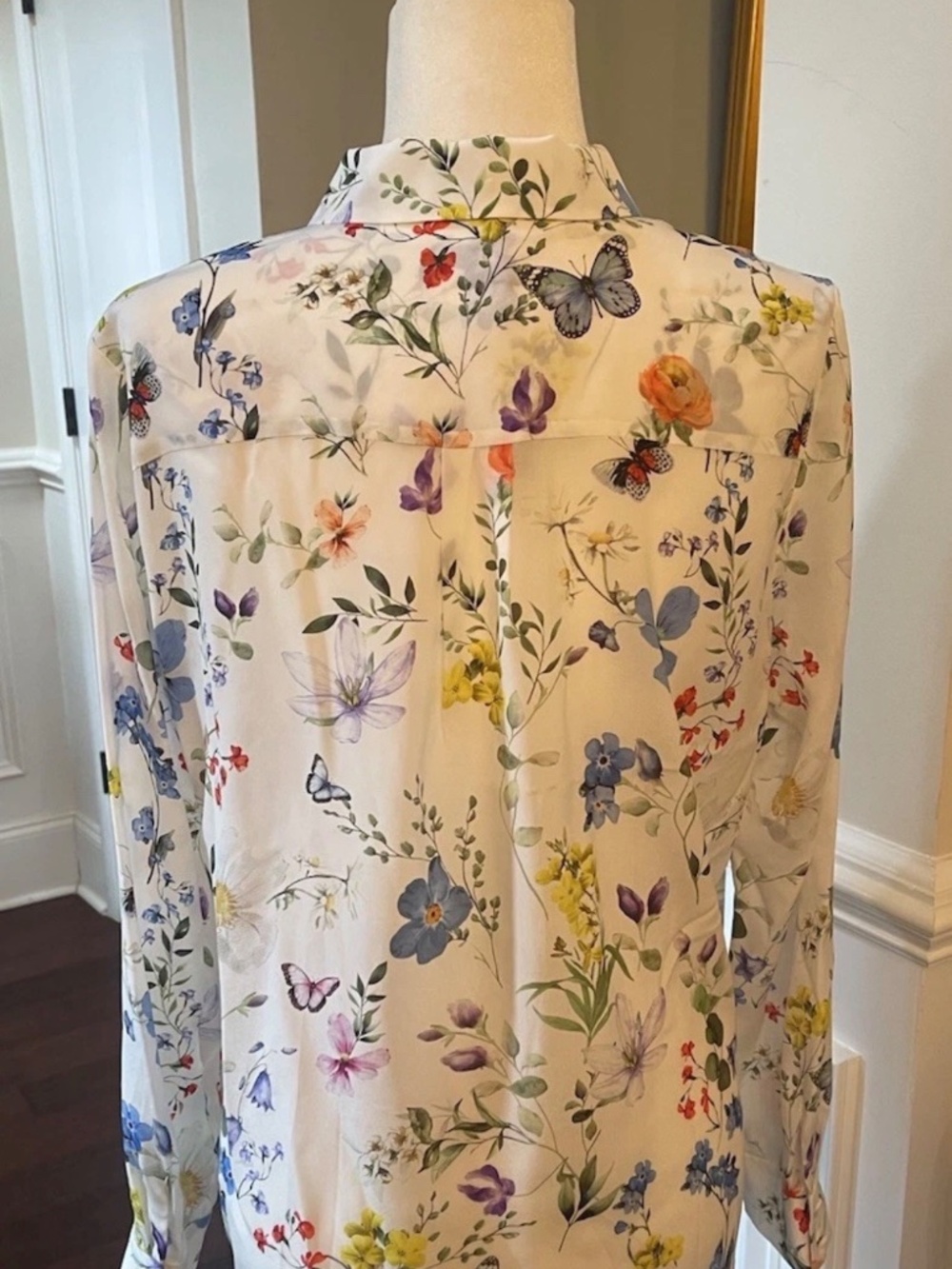 Alice + Olivia Willa Silk Floral Blouse In Twisting Vines White NWT Sz XL - Picture 15 of 15